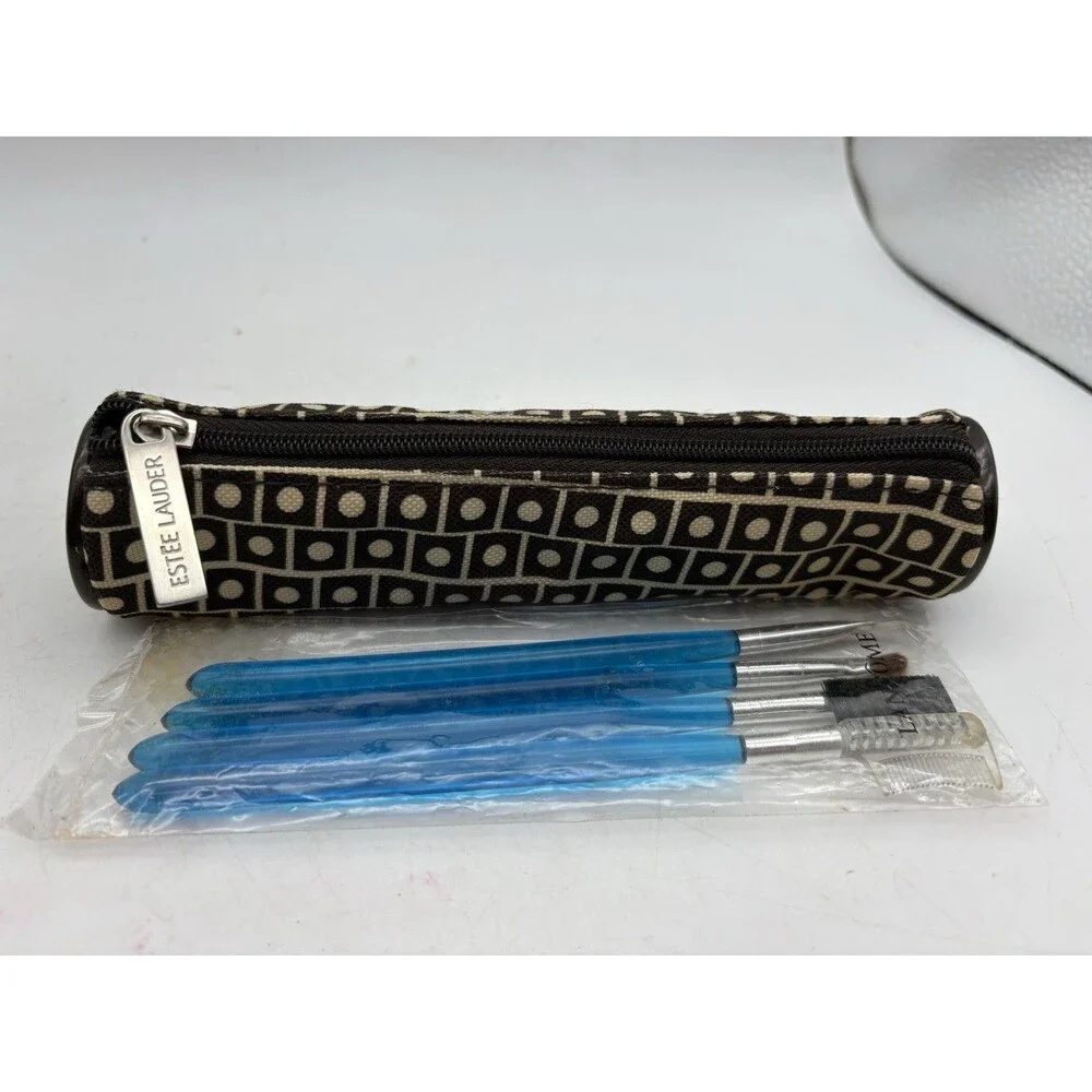 Vintage Estee Lauder Makeup Brush Set Cosmetic Bag Promo New Read